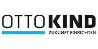 Schriftzug OTTOKIND mit Untertitel Zukunft einrichten und blauer Linie